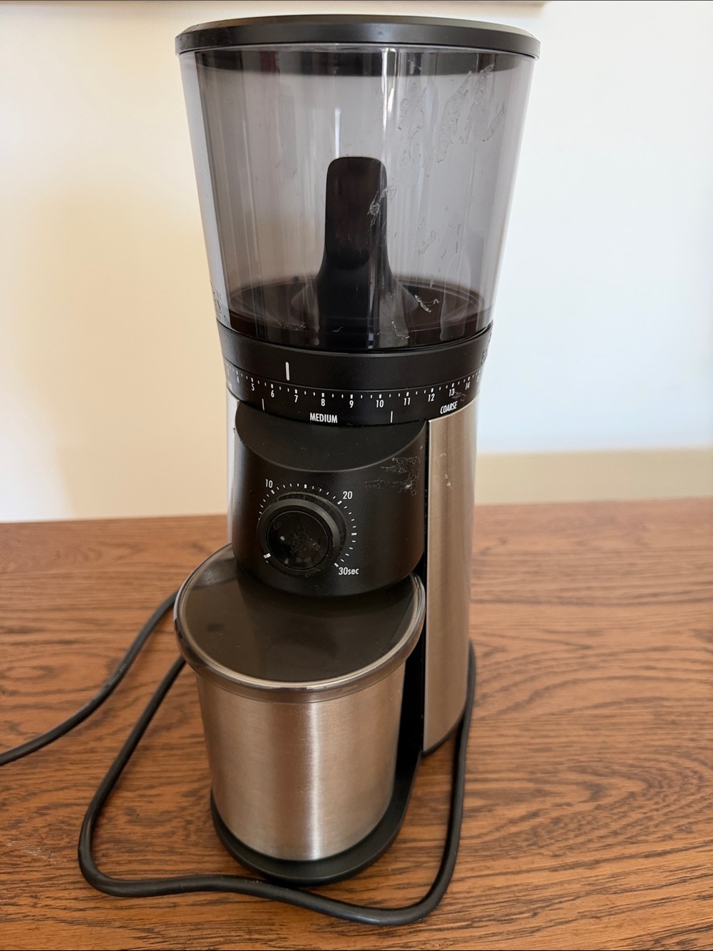 Oxo Black and Stainless Steel Coffee Grinder with Timer